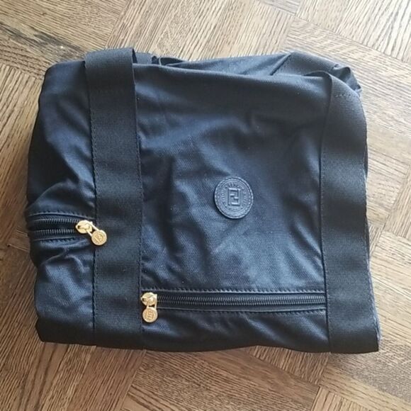 Fendi Black Nylon Weekender Bag Large Travel Tote Duffel Unisex Luggage - Picture 13 of 13